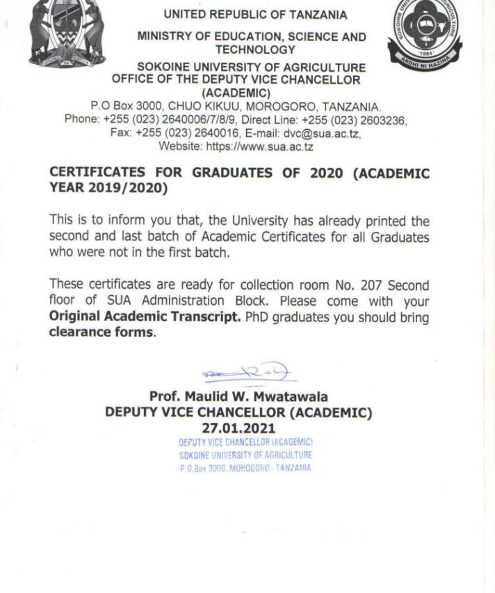 Buy Degree From the Sokoine University of Agriculture