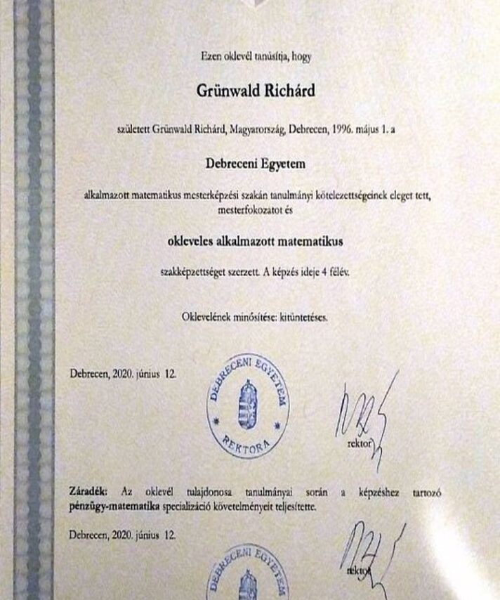 Buy college degree from the Debreceni Egyetem
