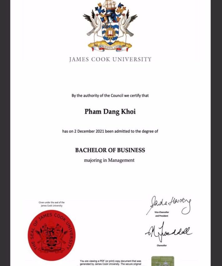 Buy college degree from the James Cook University