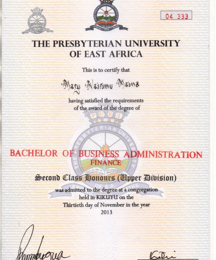 Buy college degree from The The Presbyterian University of East Africa