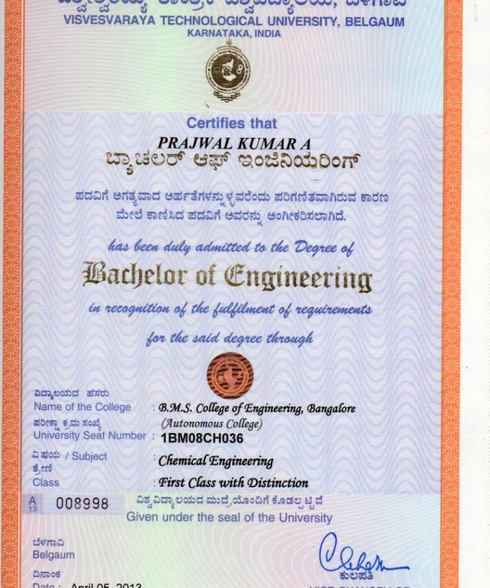 Buy college degree from The Visvesvaraya Technological University